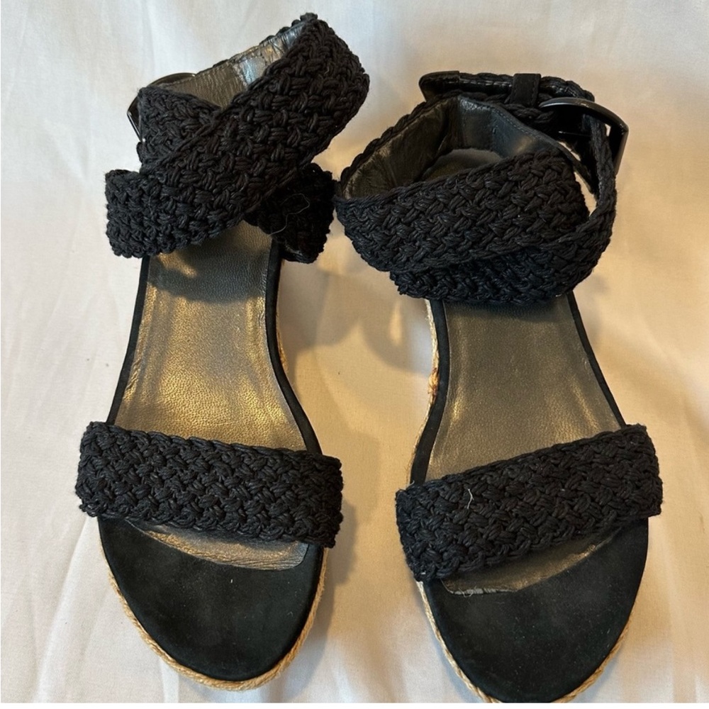 Stuart Weitzman black espadrille wedges. Size 6
